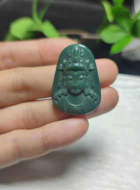 天然阿拉善玛瑙观音吊坠