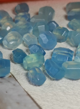 天然海蓝宝随行桶珠不规则简约百搭串饰手工diy手链缠绳散珠配饰