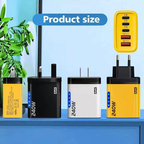 240W PD快充充电器3USB+3PD多口智能充电头适用手机厂家直销跨境批发 - 图1