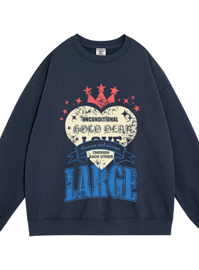 日本offcat朴彩英rose同款美式复古黑色圆领卫衣女秋冬加绒潮牌高