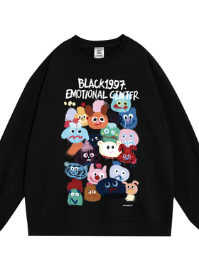 日本offcat叶舒华同款美式涂鸦卡通圆领卫衣女秋冬设计感小众宽松