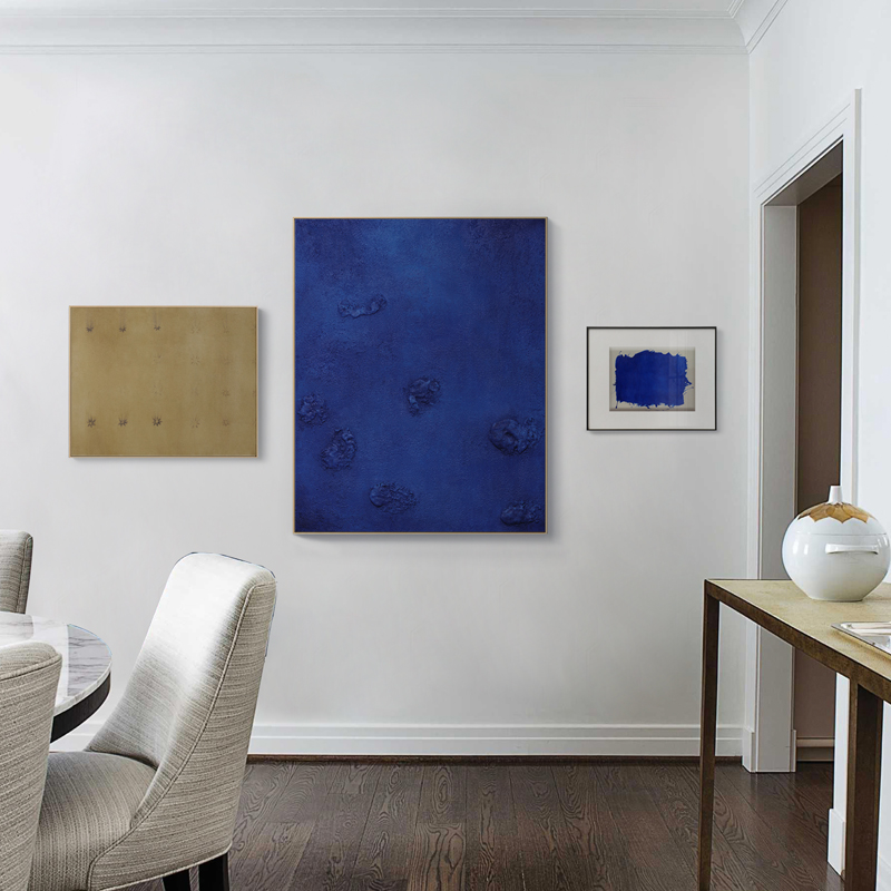 克莱因蓝 现代抽象组合装饰画工作室客厅背景墙挂画极简风格壁画 - 图3