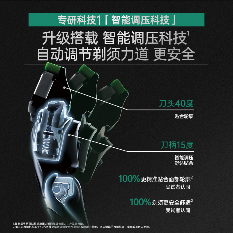 舒适水次元5智能调压剃须刀痘肌敏感肌适用手动男士刮胡刀多刀头