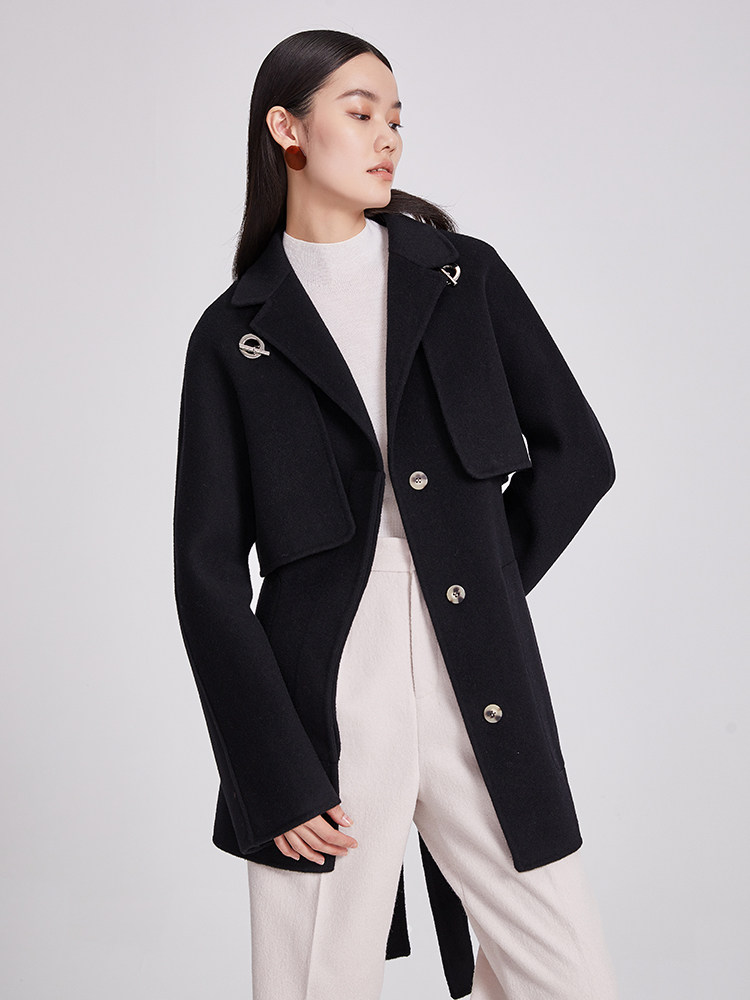 c+impress西嘉可拆卸长袖羊毛大衣 西嘉毛呢外套