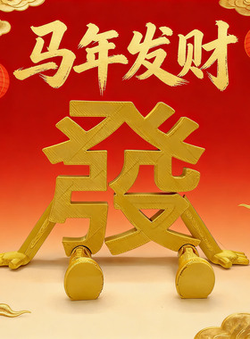 爆款网红發字小人2026立体发财字摆件玩具新年礼物关节可动