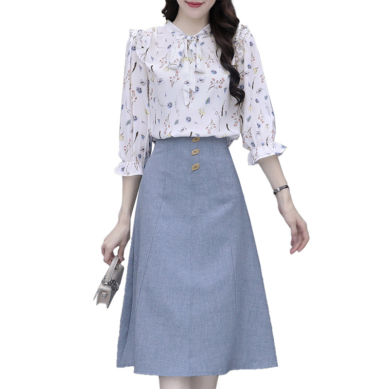 秋装雪纺2020年新款夏长袖套装裙 以魅连衣裙