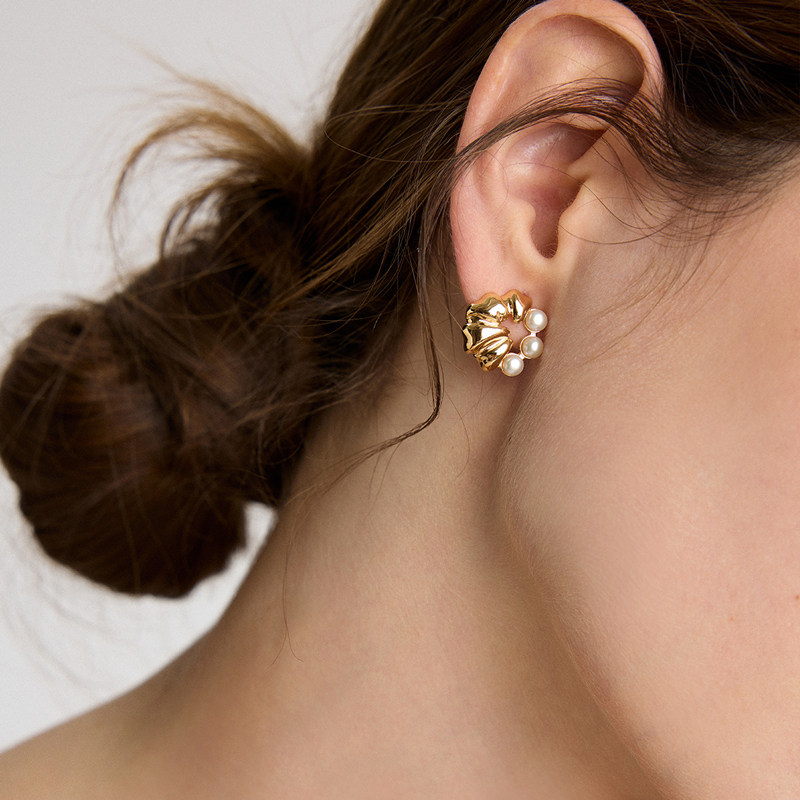 BRI.R/佰色传情S925银淡水珍珠小众重工设计耳钉气质耳环耳饰,淘宝优惠券,粉丝福利购,淘宝优惠卷