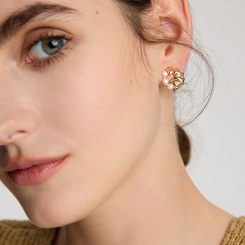 BRI.R/佰色传情S925银淡水珍珠小众重工设计耳钉气质耳环耳饰,淘宝优惠券,粉丝福利购,淘宝优惠卷