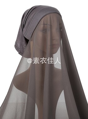 珍珠雪纺女套装方便包头围巾打底帽筒帽长巾一体2件套scarf wowen