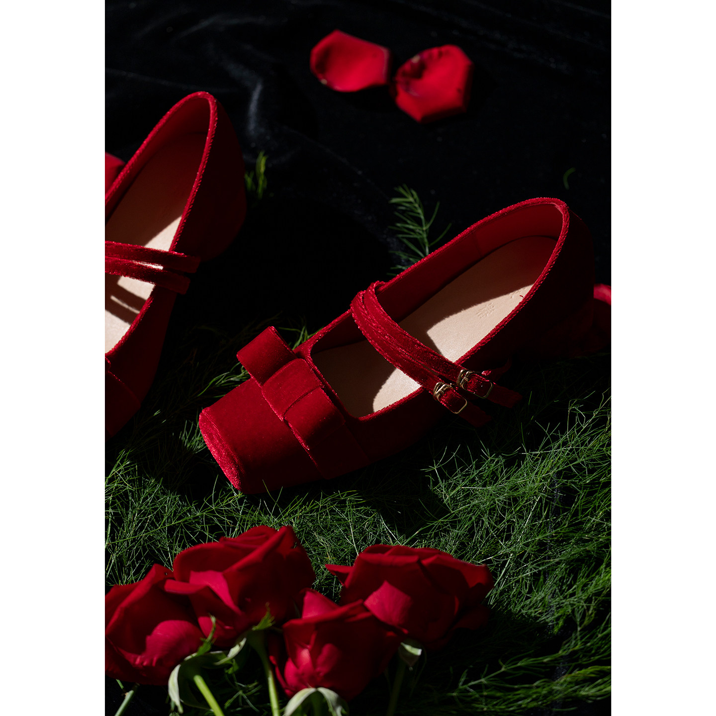 【椿】爱丽丝1/复古法式红丝绒蝴蝶结方头粗跟芭蕾玛丽珍鞋红婚鞋,淘宝优惠券,粉丝福利购,淘宝优惠卷