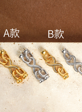 纯银轻奢款双排珍珠毛衣链八字扣