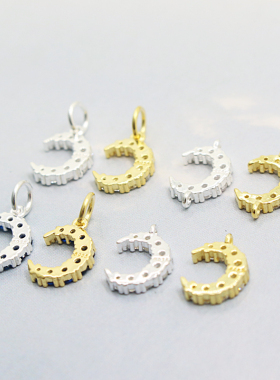 diy微镶锆石月牙手链配饰吊坠