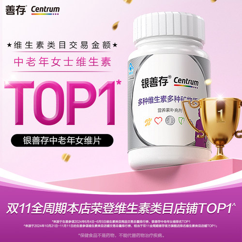 银善存中老年女士多种维生素复合片22种营养b族钙维c锌ve蓝帽认证 - 图2
