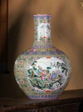 景德镇陶瓷器群仙祝寿天球瓶