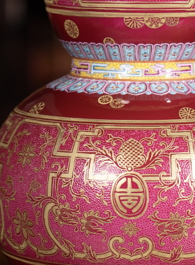 宁封窑陶瓷中式花瓶葫芦摆件