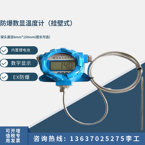 高精度挂壁式防爆就地显示数字数显温度计防水工业仪表投入线缆式 - 图0