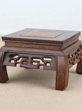 鸡翅木鱼缸花瓶底座正方形花盆景紫砂壶佛像摆件底座木制底架