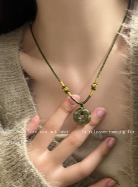 韩国新款新中式平安扣串珠项链女小众设计复古竹节拼接中古锁骨