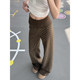 ໂສ້ງຂາສັ້ນແບບສີນ້ຳຕານ polka-dot boot-cut-cut for women in summer 2026 new versatile pants, loose, lazy, high-waisted, Slim Walking pants