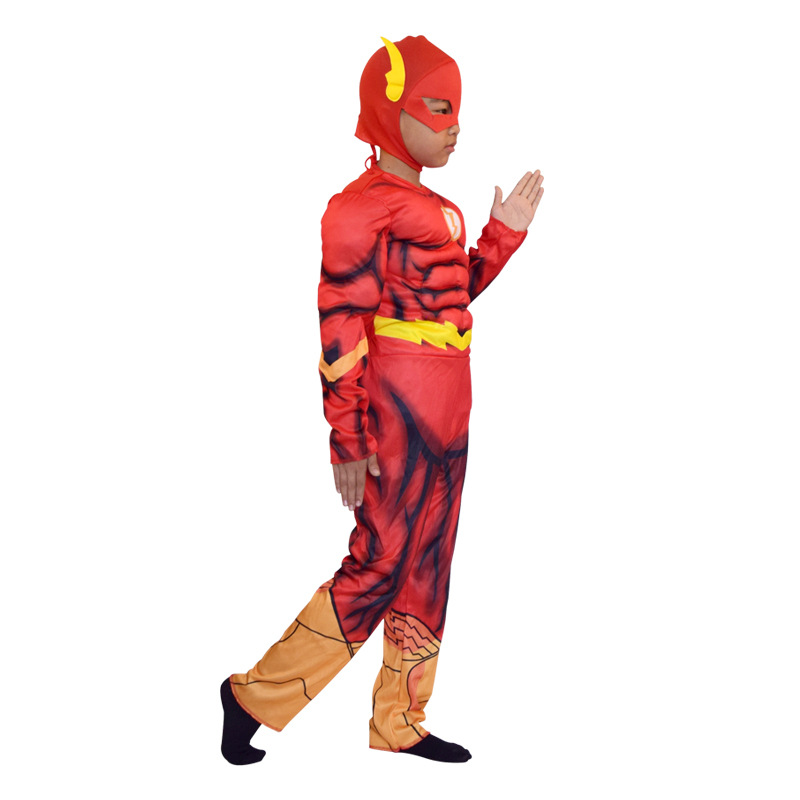 万圣节服装儿童男女超级英雄Cosplay闪电侠衣服闪电侠儿童服装-图3