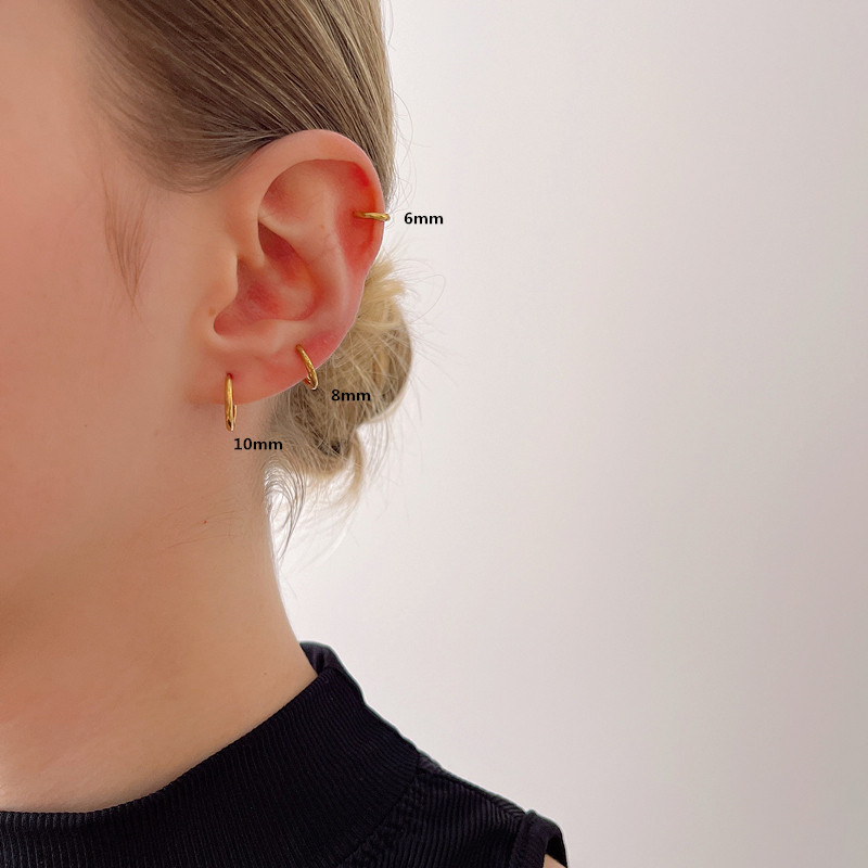 钛钢耳圈素圈隐形耳环耳钉小耳圈耳骨钉耳环男女防过敏轻奢耳饰 - 图2