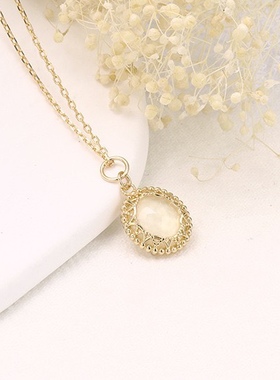 Ordi 双面复古吊坠天然白水晶贝壳项链23夏季新款项链