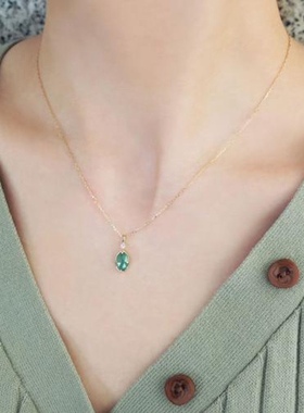 Ordi 新款清新薄荷天然绿玛瑙吊坠耳钉套装日系轻奢s925银