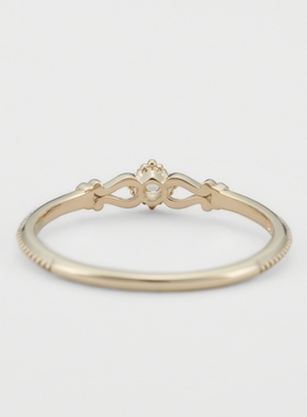 Ordi日系复古轻奢洛可可风S925银镀14K金百搭白钻戒指