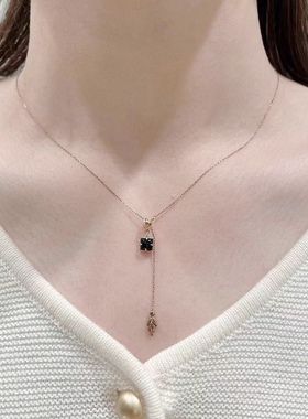 Ordi新款天然黑玛瑙几何方形简约戒指吊坠耳钉女925纯银镀金