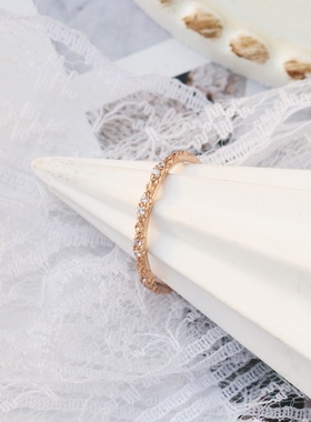 Ordi简约锆石戒指日系百搭精致指环 925银镀金戒子