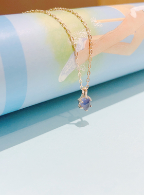 Ordi 简约精致复古天然堇青石精致项链新款女925纯银镀金