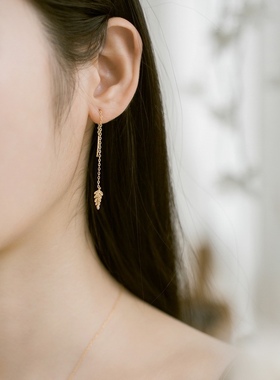 Ordi简约时尚麦穗金色手镯可调节女式锆石戒指花卉叶子耳坠