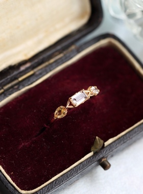 Ordi 日系925超闪天然白水晶戒指托帕石黄水晶简约百搭戒指