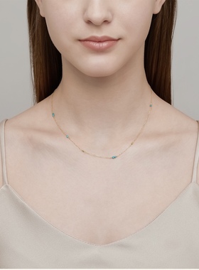 Ordi 小众天然迷你绿松石手链项链925银简约显白套装