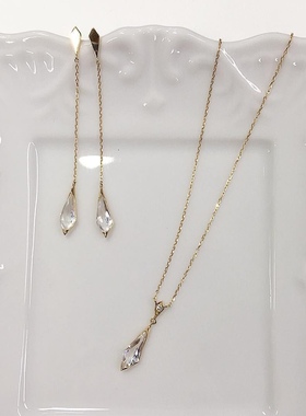 Ordi日系水滴流苏灵动闪钻锁骨链百搭叠戴925银镀金项链