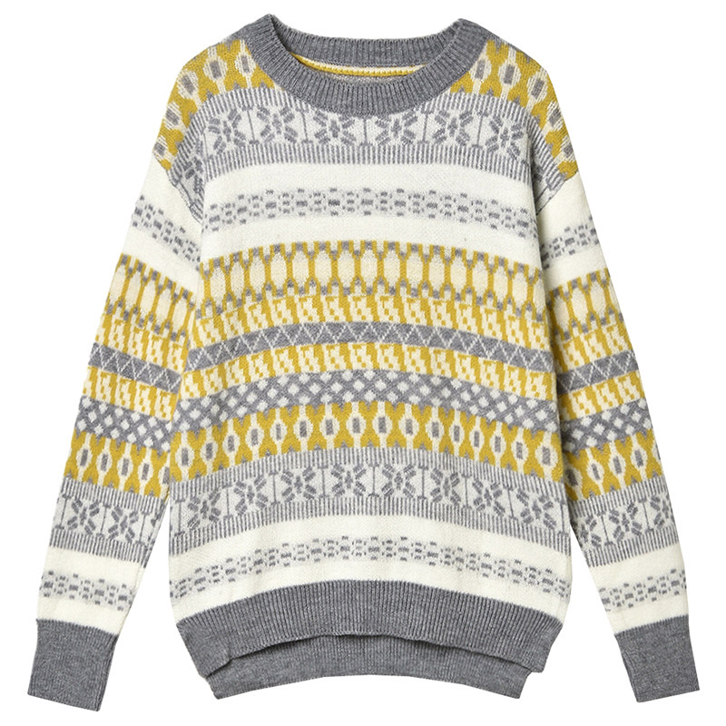 2025年冬Outlets正品 高端MS系列撞色拼接长袖上衣微弹套头毛衣女,淘宝优惠券,粉丝福利购,淘宝优惠卷