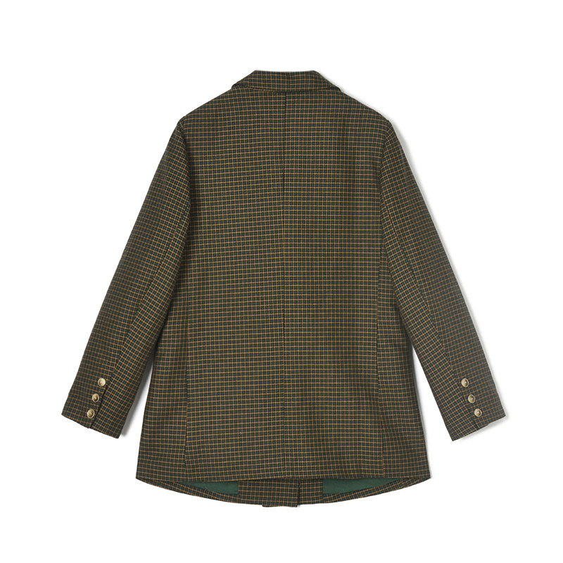 奥莱专柜正品 UN春装2026新款 复古格纹长袖上衣中长款西装外套女,淘宝优惠券,粉丝福利购,淘宝优惠卷