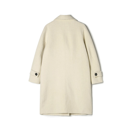 奥莱专柜正品 EE冬装2025新款 高级感双面尼毛呢外套含羊毛大衣女 - 图0