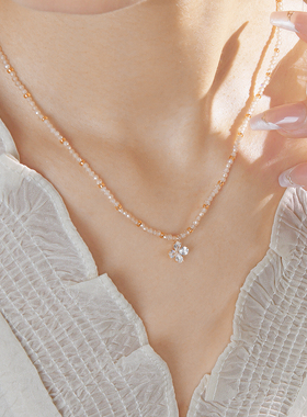 彩色串珠多巴胺项链气质清新女夏