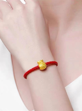 仿黄金福袋手链3D硬金路路通钱袋