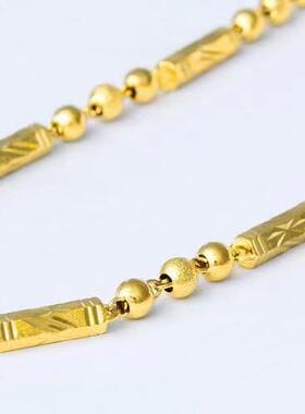 沙金圆珠六角柱实心男士项链