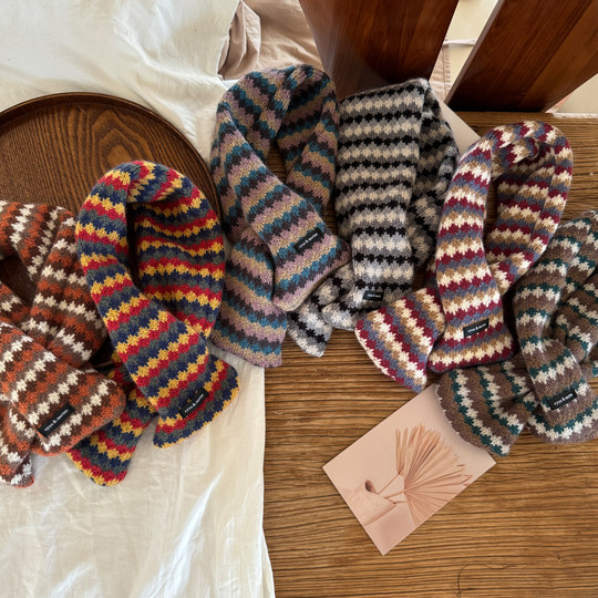 Children's scarf autumn and winter english baby scarf knitted wool boy's cross neck gaiter girl's neck protector to keep warm