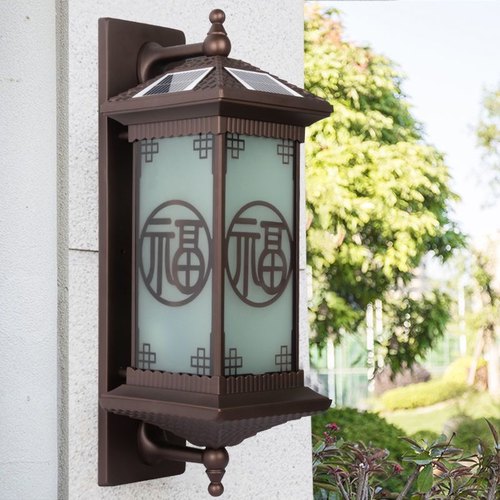 新中式太阳能壁灯防水室外阳台大门罗马柱户外别墅庭院景观灯LED - 图0