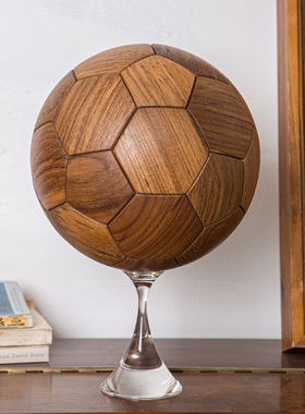 实木摆件榫卯足球创意手工桌面装饰家居家具儿童益智玩具生日礼物