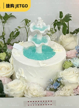 烘焙蛋糕装饰许愿池小天使复古罗