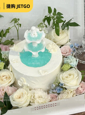 网红同款许愿池小天使生日蛋糕