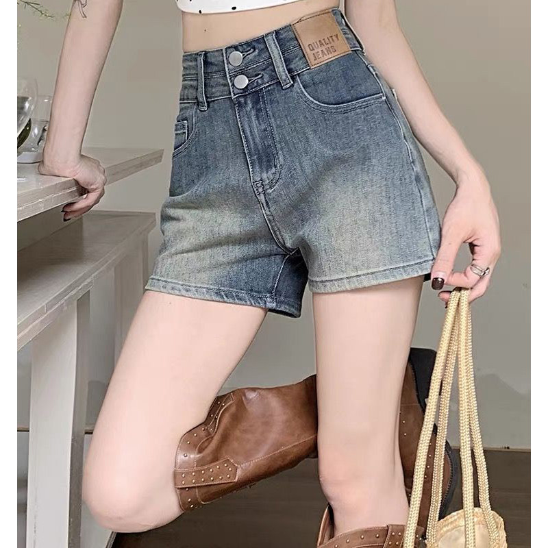 复古牛仔短裤女夏季高腰弹力胖mm显瘦小个子大码梨形身材a字热裤,淘宝优惠券,粉丝福利购,淘宝优惠卷
