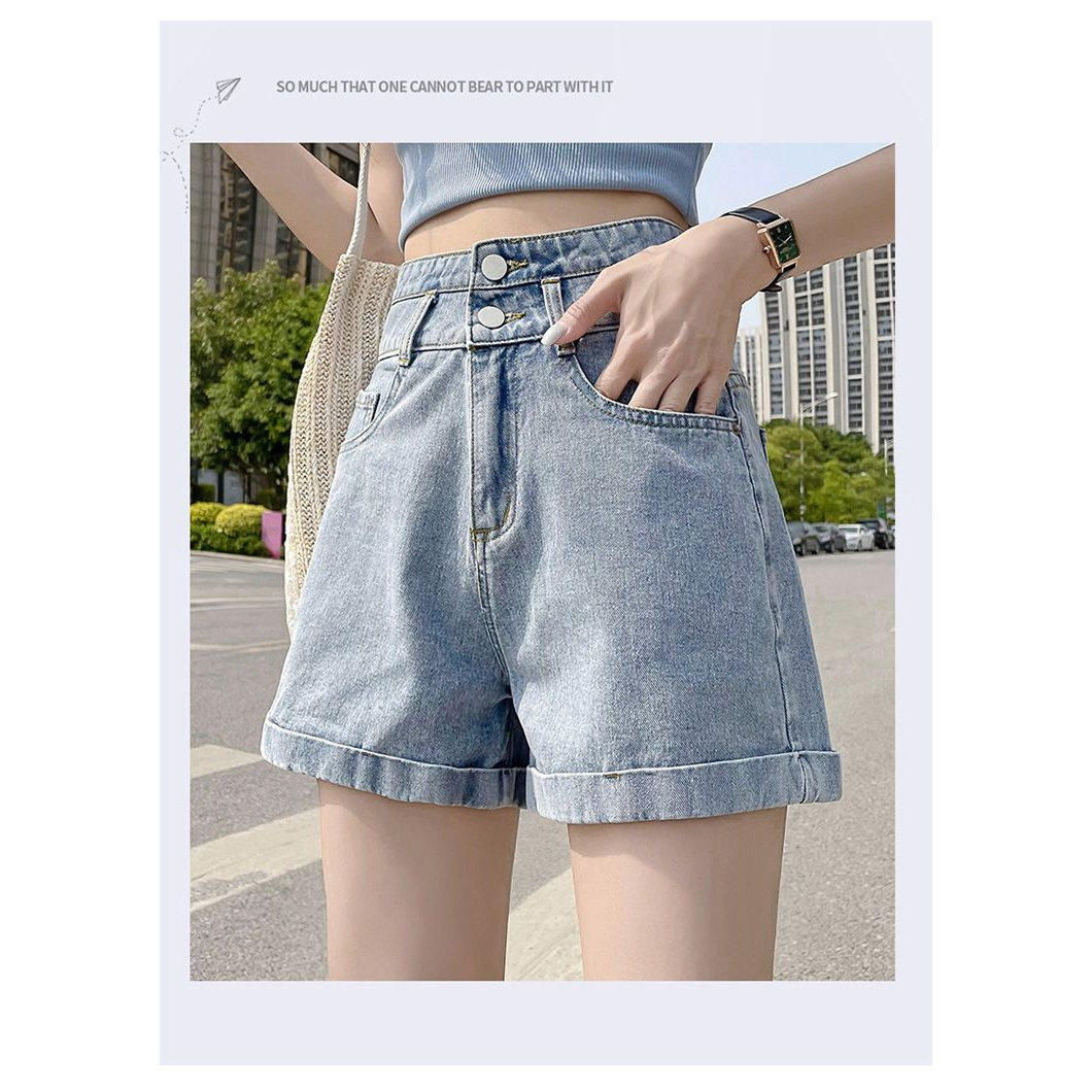 高腰牛仔短裤女夏季薄款2026年新款显瘦小个子a字宽松阔腿热裤子,淘宝优惠券,粉丝福利购,淘宝优惠卷