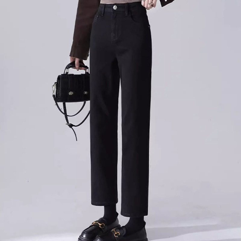 黑色烟管直筒牛仔裤女秋冬加绒2026年春秋新款小个子女士法棍裤子,淘宝优惠券,粉丝福利购,淘宝优惠卷