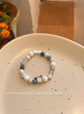 原创合金帕恰狗手串手链可爱百搭手工骨头情侣现货